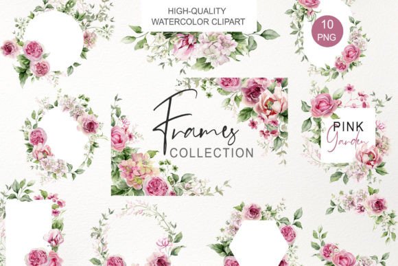 Download Watercolor Pink Floral Frame Clipart PNG - Art Collection