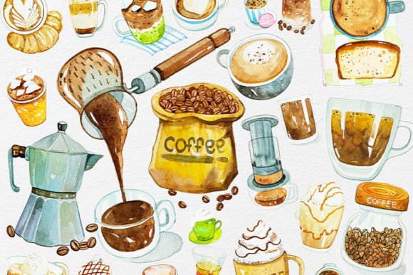 Download Coffee Clipart Watercolor DIY Elements - Art Collection