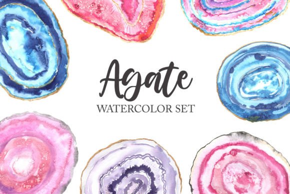 Download Watercolor Agate Stones Clipart PNG - Art Collection