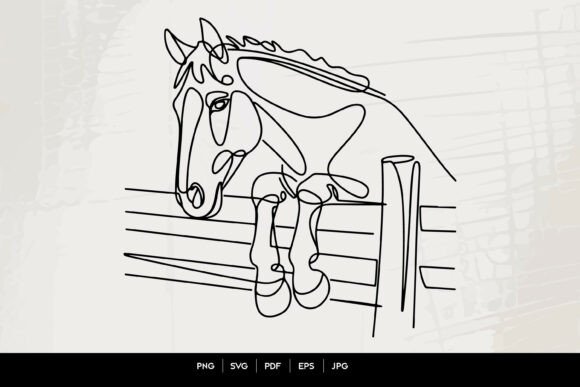 Download Horse over Fence Line Art - Art Collection