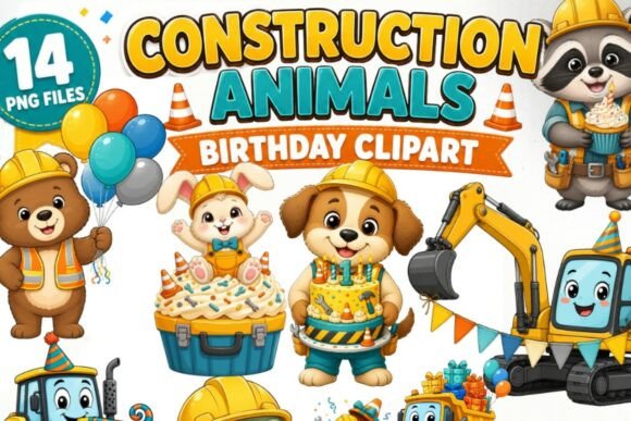 Download Construction Animals Birthday Clipart - Art Collection
