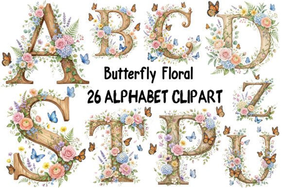 Download Butterfly Floral Alphabet Clipart - Art Collection