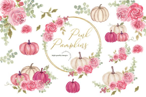 Download Pink White Pumpkin Eucalyptus Clipart - Art Collection