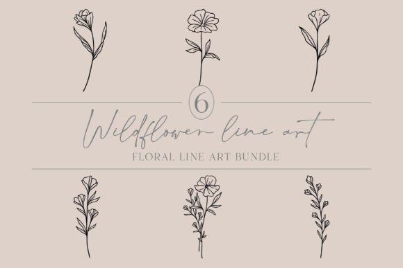 Download Floral Line Art Bundle | Cute Wildflower - Art Collection