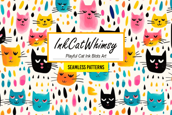 Download InkCatWhimsy - Playful Cat Ink Blots Art - Art Collection