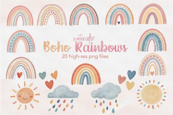 Download Watercolor Boho Rainbow Clipart&nbsp; - Art Collection