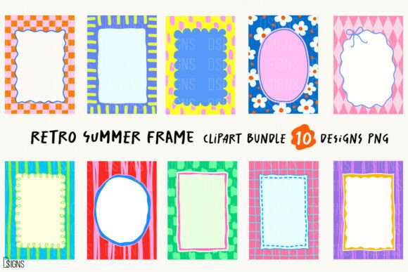 Download Retro Summer Frame Clipart Bundle - Art Collection