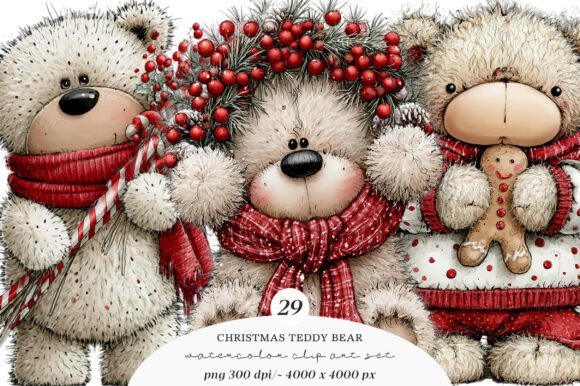 Download Whimsical Christmas Teddy Bear Clipart - Art Collection