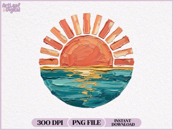 Download Hand Painted Sunset Ocean Summer PNG - Summer Collection