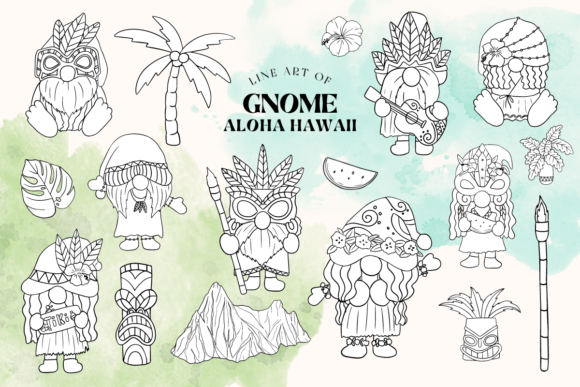 Download Hawaiian Gnome Line Art Illustrations - Art Collection