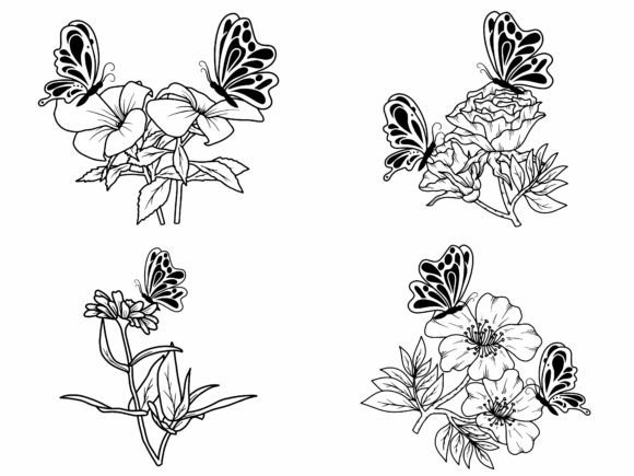Download Butterfly Flower Line Art - Art Collection