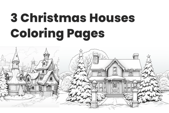 Download Line-Art Illustrations Christmas Houses - Art Collection