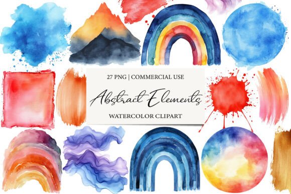 Download Watercolor Abstract Elements Clipart - Art Collection