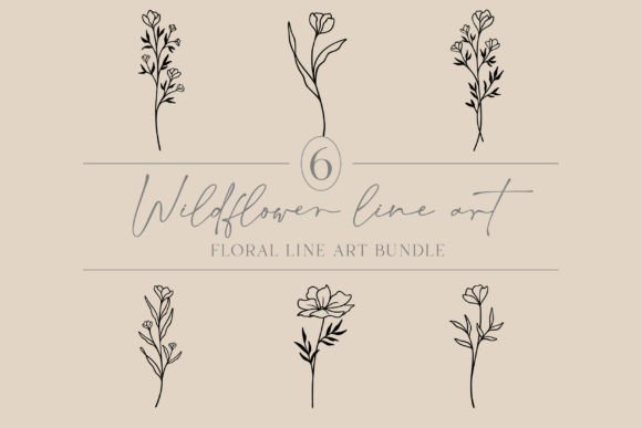 Download Flower Line Art Bundle | Elegant Florals - Art Collection