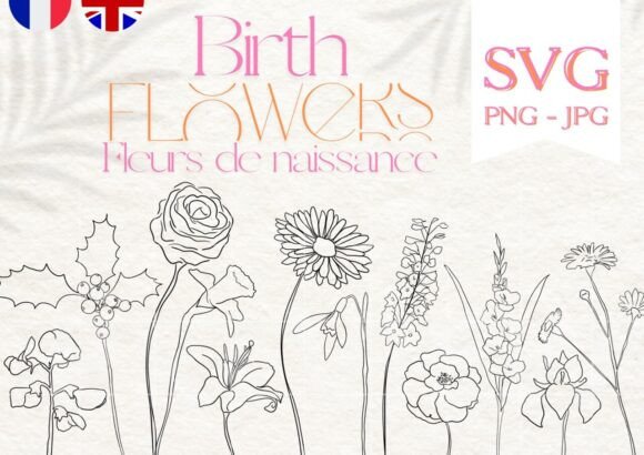 Download Birth Flower Line Art • Fleur Naissance - Art Collection