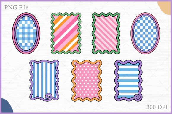 Download Retro Wavy Pattern Frame Clipart PNG Set - Art Collection