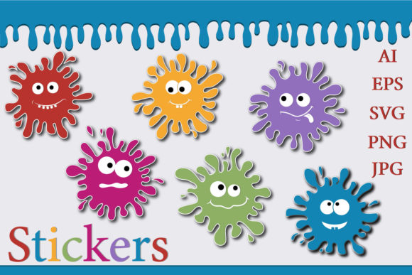 Download Stickers and Clip Art Color Blots Monste - Art Collection