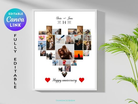 Download Editable Heart Photo Collage Template - Art Collection