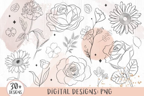 Download Flower Line Art, Floral Clipart - Art Collection