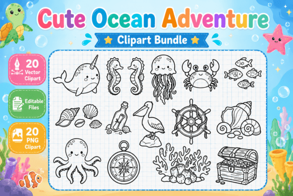 Download Cute Ocean Adventure Digital Clipart - Art Collection