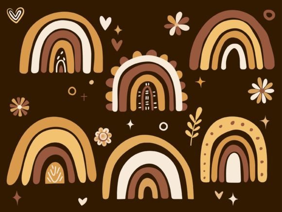 Download Boho Earth Tones Rainbow and Floral Set - Art Collection