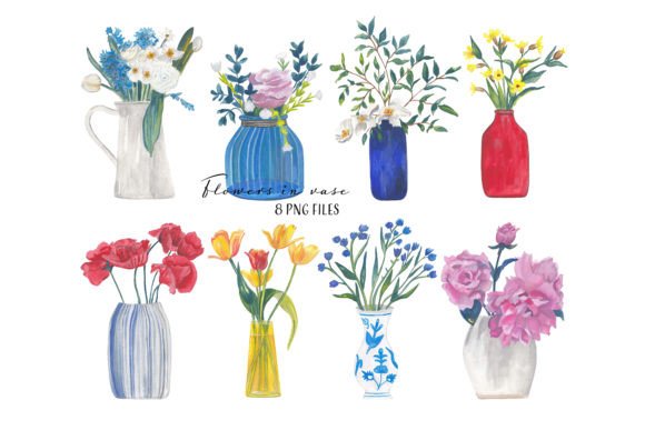 Download Flowers in Vase Gouache Painted Clipart - Art Collection