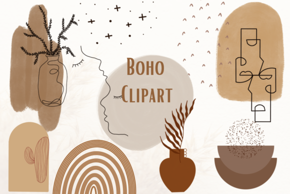 Download Boho Clipart 45 Elements Earth Tones - Art Collection