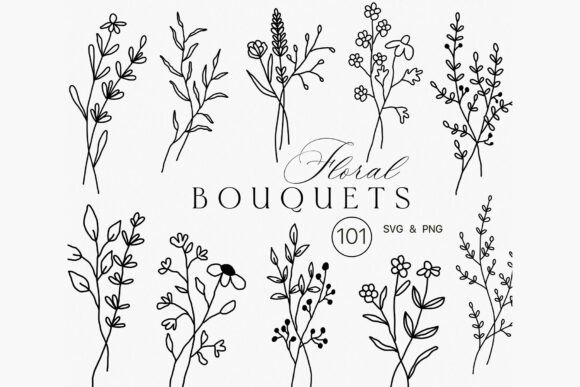 Download Floral Line Art Bouquet Clipart Minimal - Art Collection