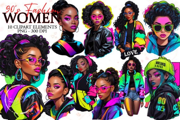 Download Girl Neon 90s Fashion Stickers Clipart - Art Collection