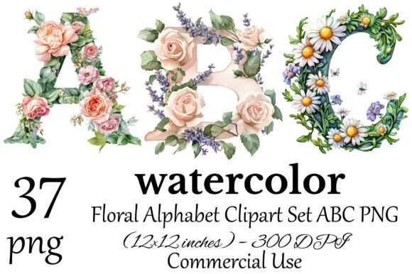 Download Floral Alphabet Clipart Set ABC PNG - Art Collection