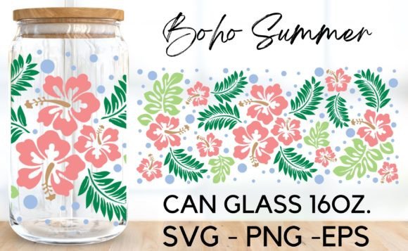 Download Floral Boho Summer Can Glass Wrap Svg - Summer Collection