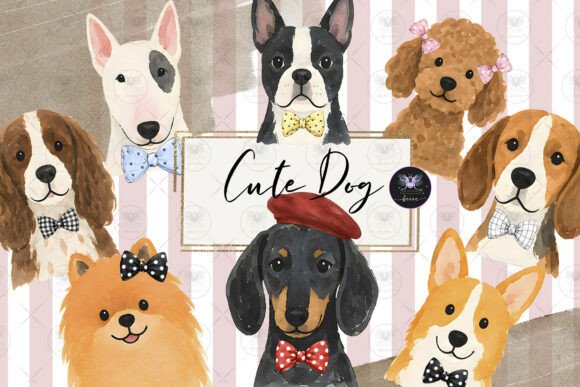 Download Dog Clipart Watercolor Bow - Art Collection