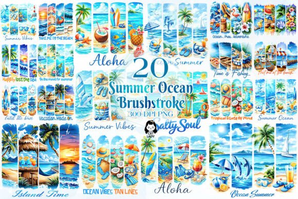 Download Summer Ocean Brush Strokes Clipart - Art Collection