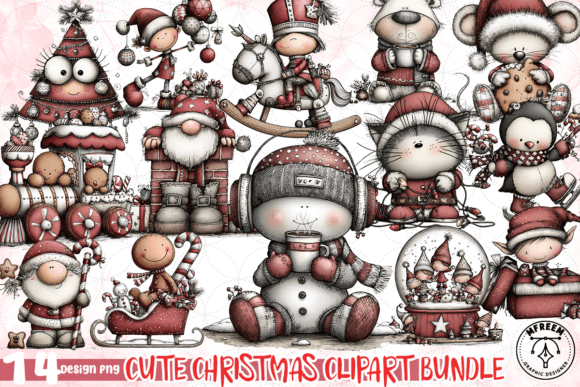 Download Cute Christmas Clipart Bundle PNG - Art Collection