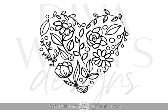 Download Floral Heart Illustration SVG - Art Collection