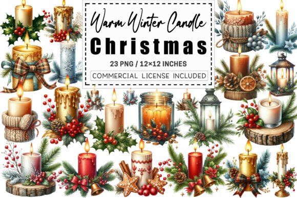 Download Warm Winter Candle Christmas Clipart. - Art Collection