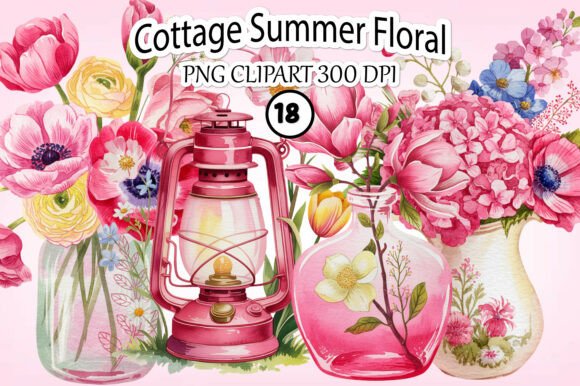 Download Whimsical Cottage Summer Floral Clipart - Art Collection