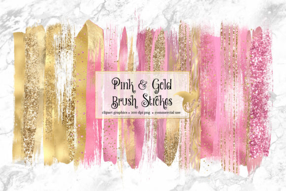 Download Pink and Gold Brush Strokes Clipart - Art Collection