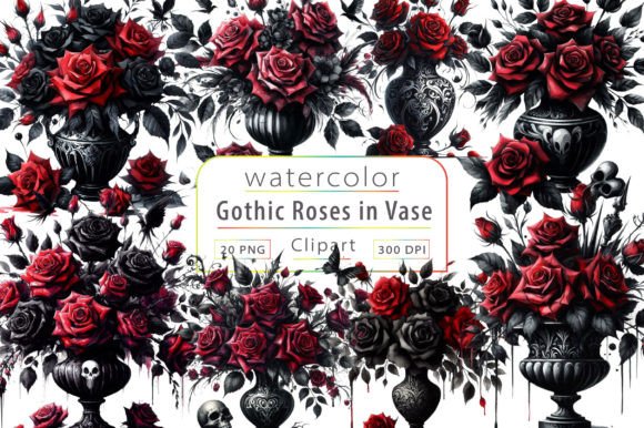 Download Gothic Roses in Vase Clipart - Art Collection