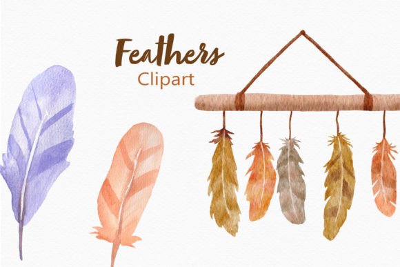Download Feathers Watercolor Clipart Boho Decor - Premium Bundle