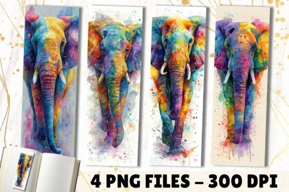 Download Watercolor Elephant Splash Art Bookmark - Art Collection