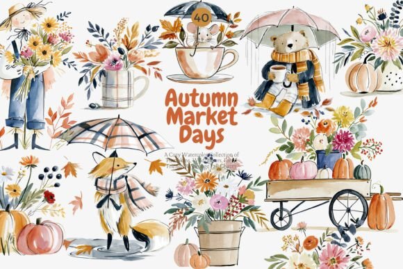 Download Autumn Harvest Watercolor Clipart Set - Art Collection