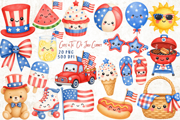 Download Cute 4th of July Clipart Bundle - Art Collection