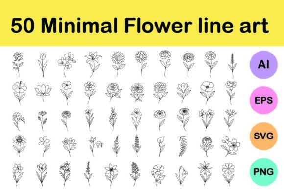 Download 50 Minimal Flower Line Art - Art Collection