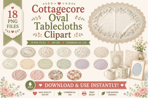 Download Cottagecore Oval Tablecloths Clipart - Art Collection