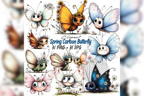 Download Whimsical Butterfly Flower Clipart Set - Art Collection