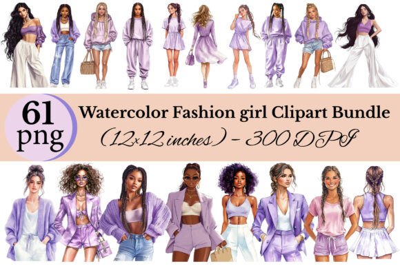 Download Watercolor Fashion Girl Clipart Bundle - Art Collection
