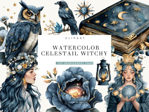 Download Watercolor Celestial Witchy Clipart - Art Collection