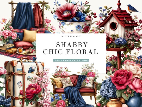 Download Shabby Chic Floral Clipart Bundle - Art Collection