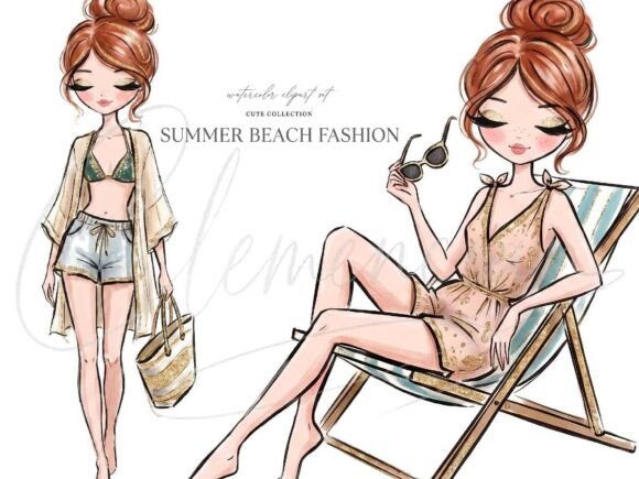 Download Beach Fashion Girl Clipart PNG - Art Collection